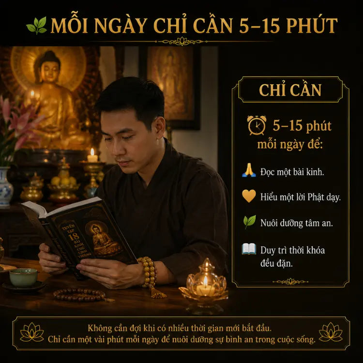 [Tặng vòng + Nghi Thức Tụng Kinh] Tuyển Tập 18 Bài Kinh Chú Linh Thiêng | Sách Kinh Phật 653 Trang - Kèm Vòng 108 Hạt & Nghi Thức Tụng Kinh