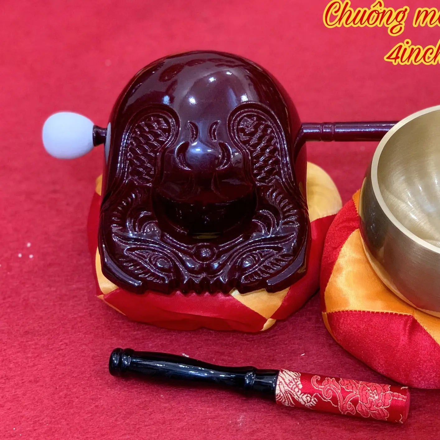 [4 inch] Bộ chuông Mõ Đài Loan - Chuông Vàng
