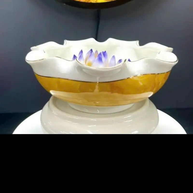 [Tặng 5 cá koi trang trí ngũ hành] BÁT THẢ HOA VÂN ĐÁ TẮM PHẬT - BÁT MINH ĐƯỜNG TỤ THỦY SIZE 20CM