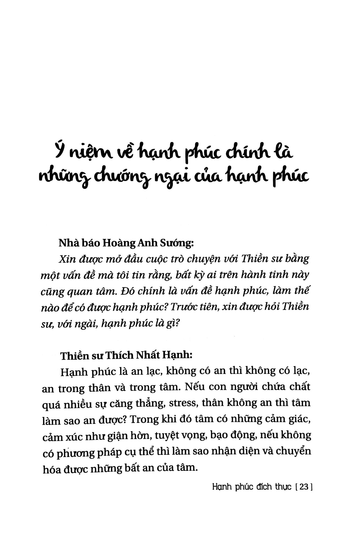 Trò chuyện với Thiền sư Thích Nhất Hạnh - Hạnh phúc đích thực