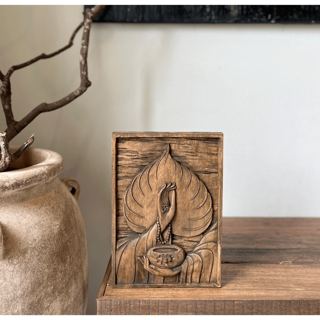 Tranh Gỗ An Lạc – Decor Tâm Linh Bình An, Tranh Phật Giáo Treo Bàn/Phòng Thiền, Quà Tặng Ý Nghĩa