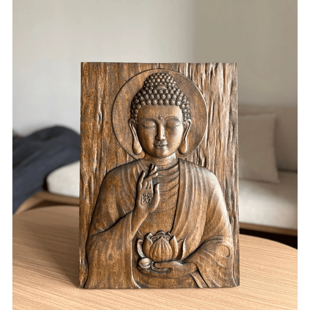 Tranh Gá»— Diá»‡u TÃ¢m â€“ Äá»©c Pháº­t Hiá»n HÃ²a, Tranh Decor TÃ¢m Linh Treo BÃ n/PhÃ²ng Thiá»n, QuÃ Táº·ng An LÃ nh