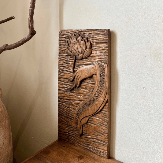 Tranh Gỗ Linh Liên – Cánh Tay & Hoa Sen - Decor Treo Tường/Bàn, Quà Tặng Ý Nghĩa