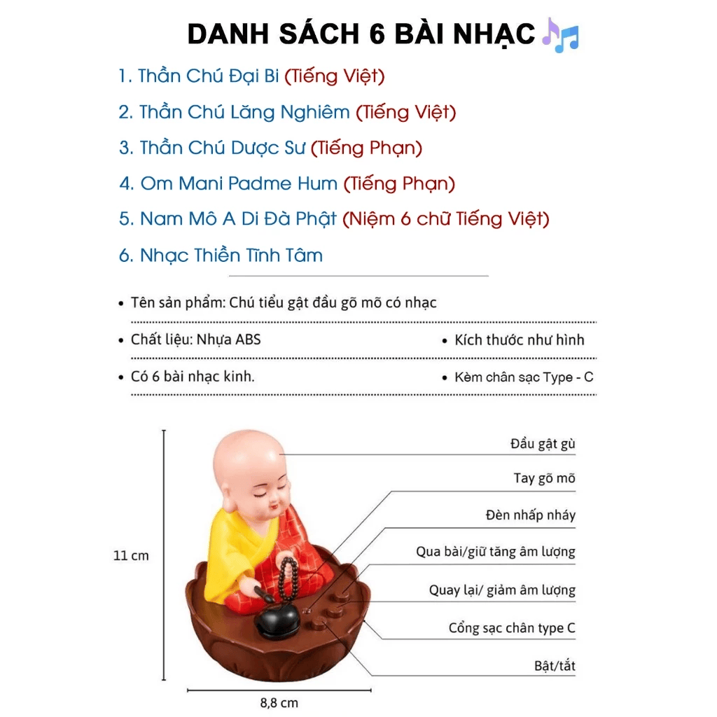 [Loa Nghe Kinh] Tượng Phật Chú Tiểu / Phật Như Lai Gõ Mõ Tụng Kinh Có 6 Bài Nhạc