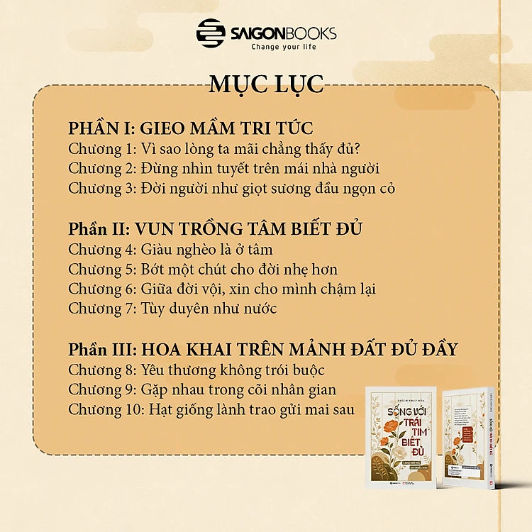 Combo 2 cuốn sách của Thầy Thích Pháp Hoà - Sống Với Trái Tim Biết Đủ + Ơn Nghĩa Sinh Thành Hiểu Để Chưa Muộn