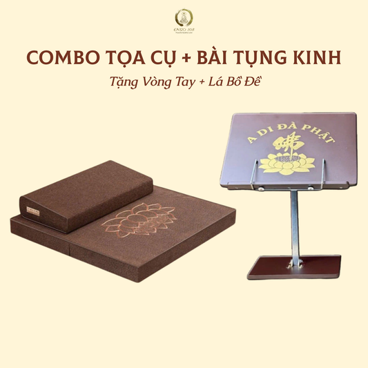[Xả kho] Combo Tọa Cụ + Bàn Tụng Kinh Cao Cấp - Tặng Túi + Vòng Tay + Lá Bồ Đề