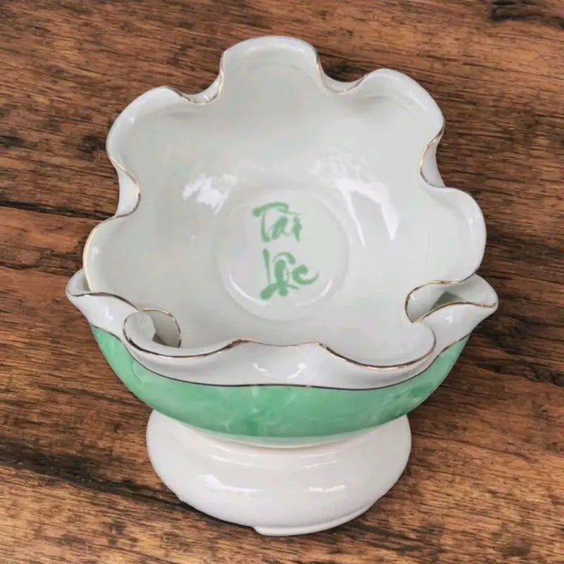 [Tặng 5 cá koi trang trí ngũ hành] BÁT THẢ HOA VÂN ĐÁ TẮM PHẬT - BÁT MINH ĐƯỜNG TỤ THỦY SIZE 20CM