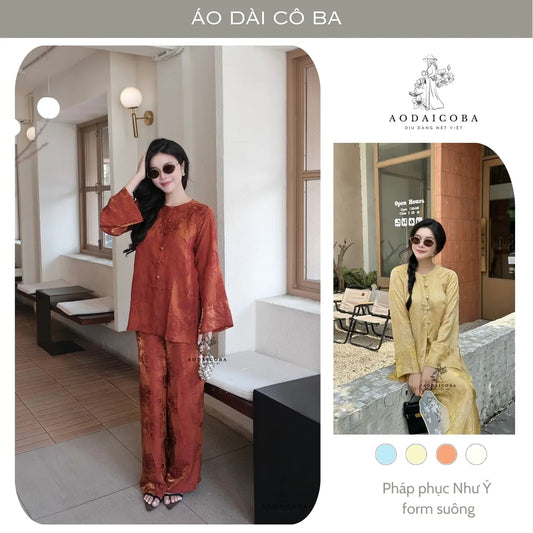 (Có size lớn) Pháp Phục Bà Ba Như Ý Gấm Tằm Form Rộng