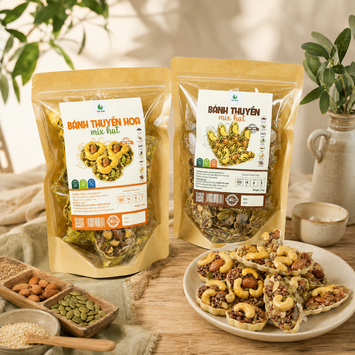 Bánh Thuyền Mix Siêu Hạt Ít Calo Không Đường Việt Thái 250g - A01