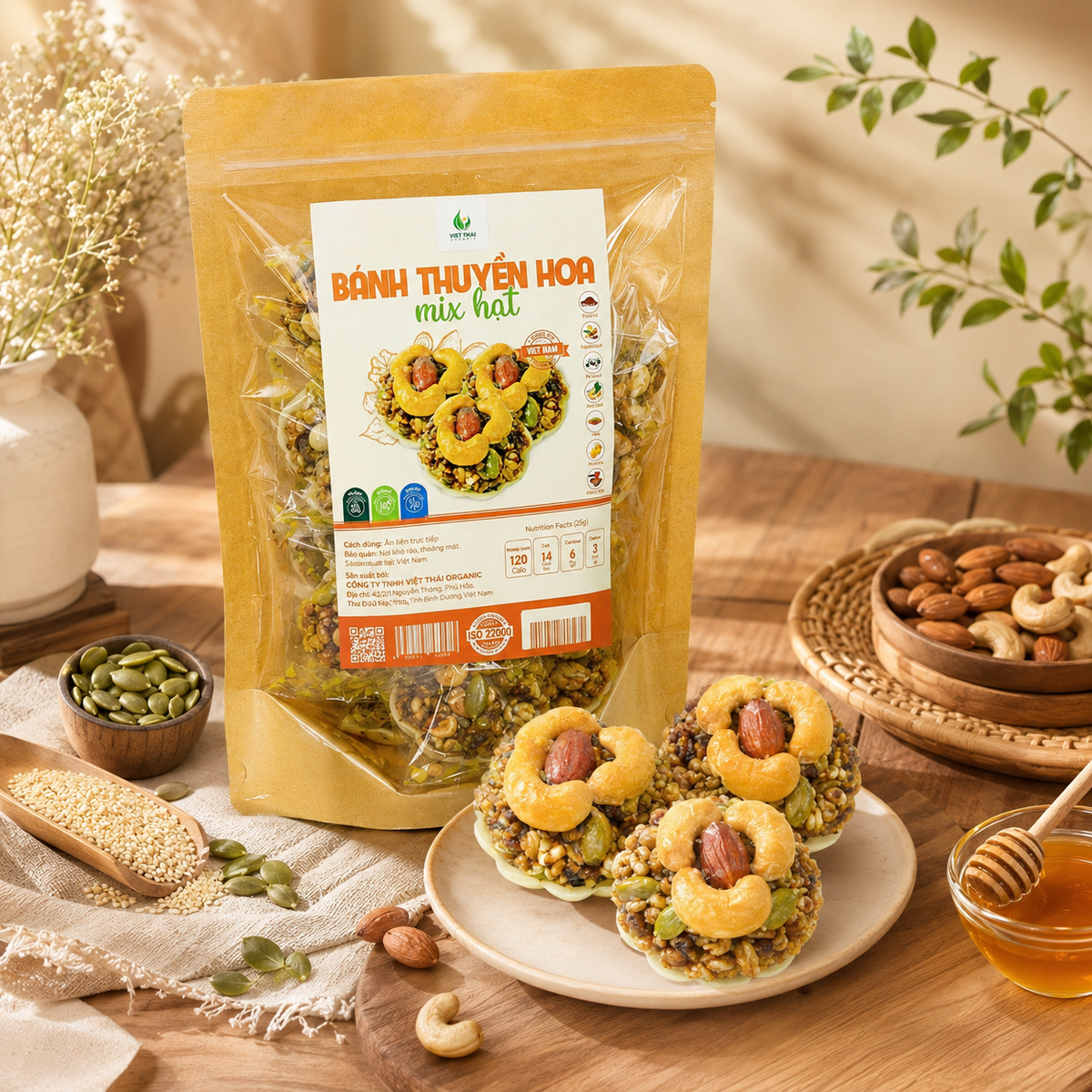 Bánh Thuyền Mix Siêu Hạt Ít Calo Không Đường Việt Thái 250g - A01