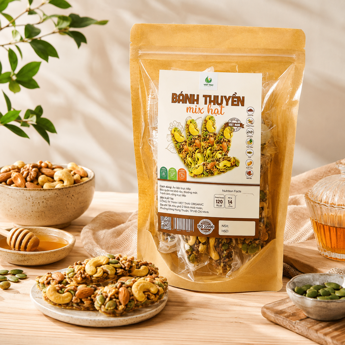 Bánh Thuyền Mix Siêu Hạt Ít Calo Không Đường Việt Thái 250g - A01