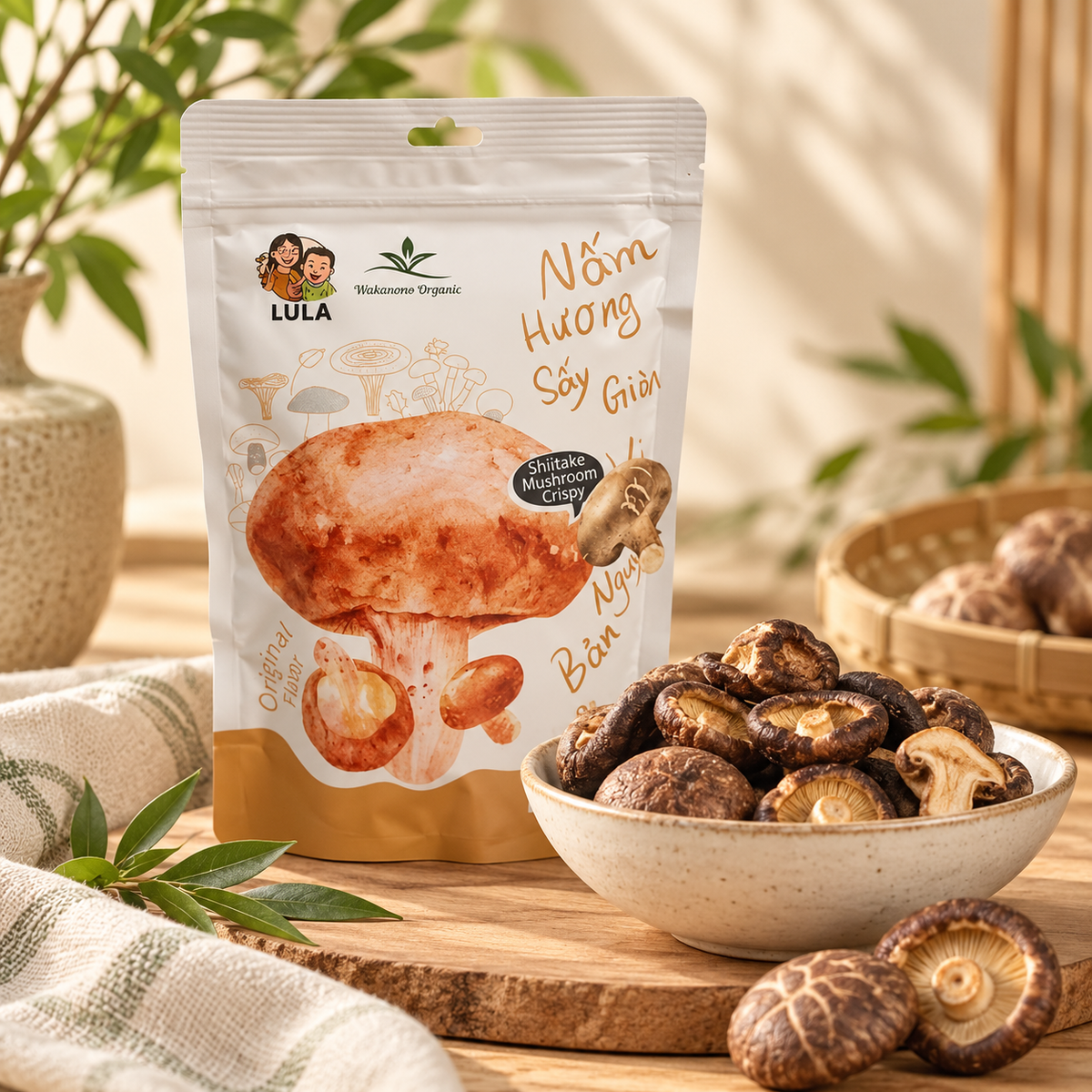 Nấm hương sấy giòn Wakamono Organic - A07