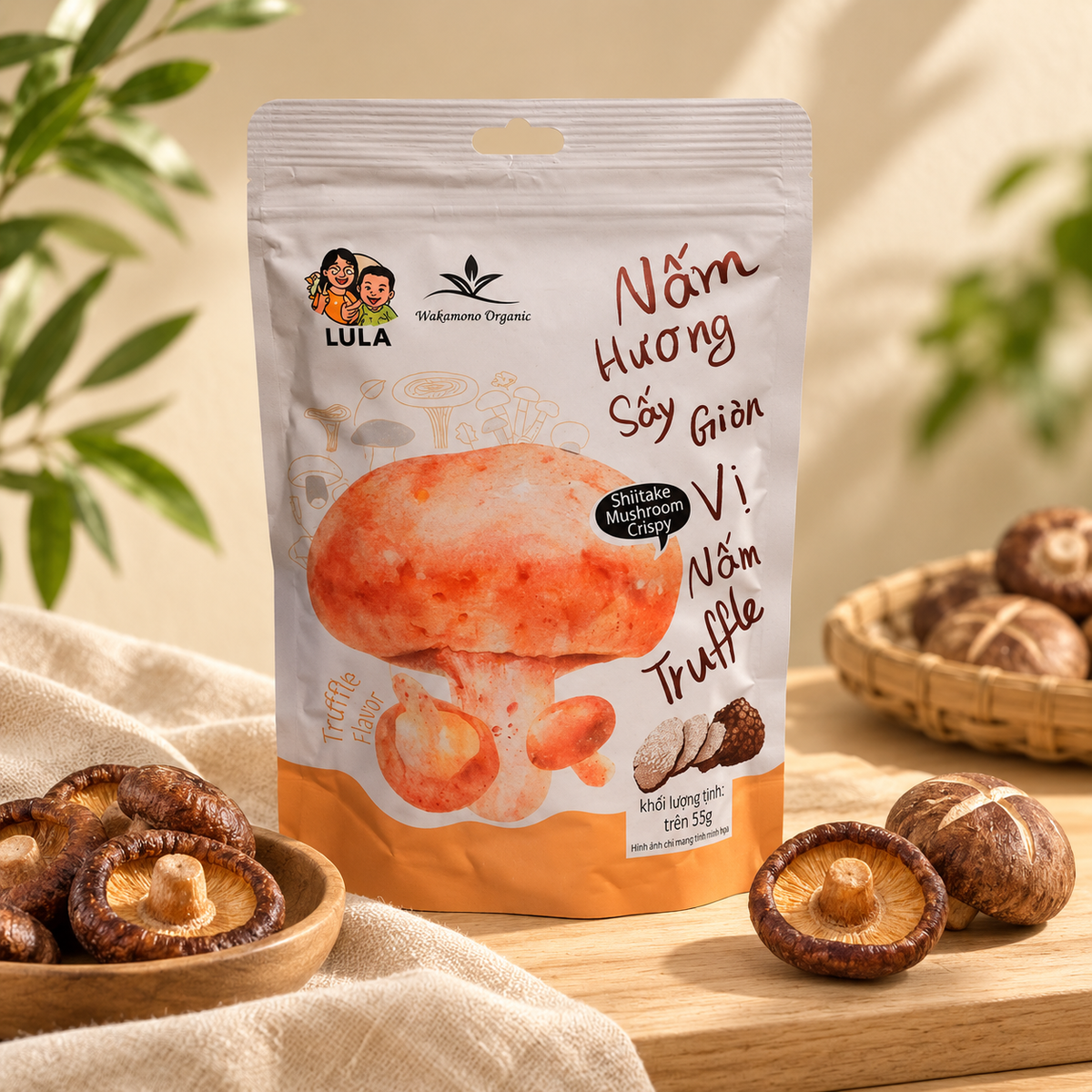 Nấm hương sấy giòn Wakamono Organic - A07