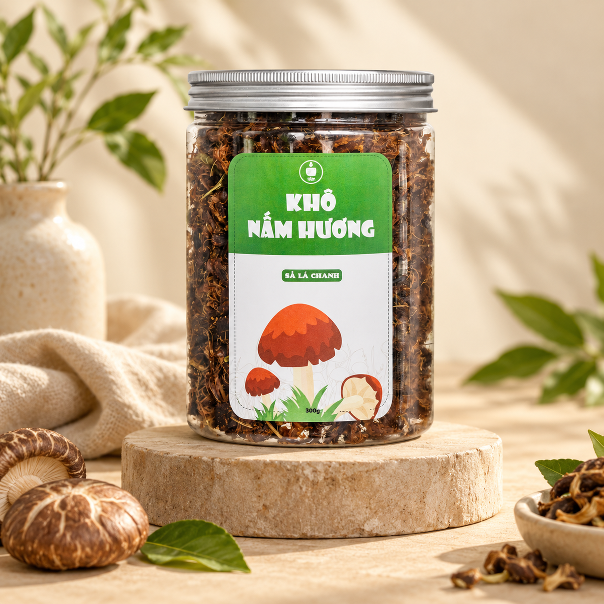 Khô Nấm Hương Sả Lá Chanh Không Tỏi Tiệm Chay Nhà Tâm - A08