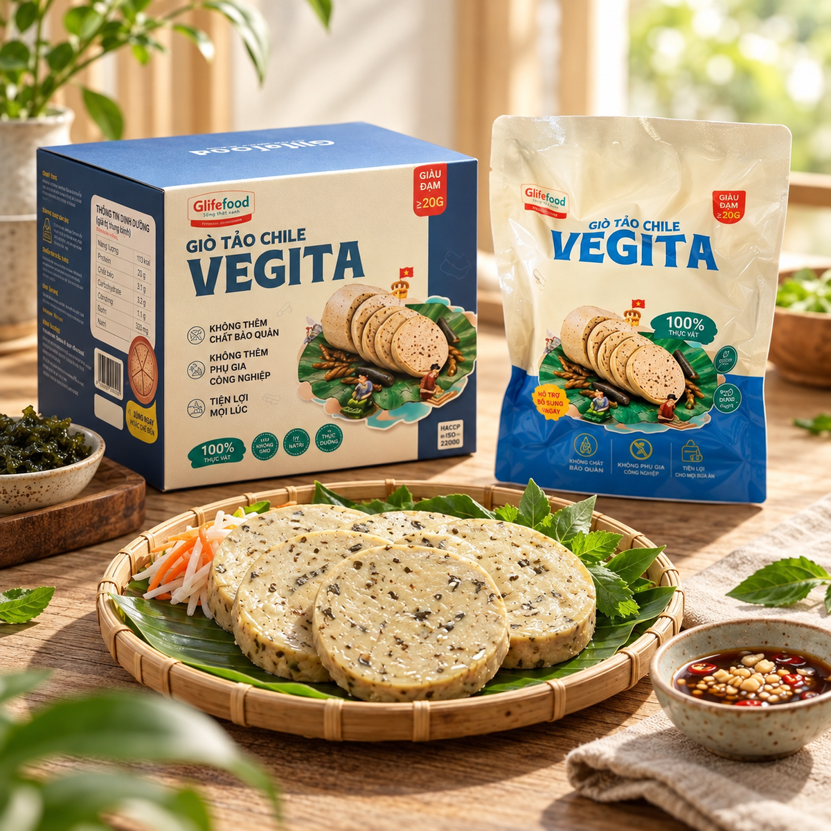 Giò Tảo Vegita - Giò Chay, Chả Chay Ăn Liền 600g [3 khoanh giò x 200g] - A30