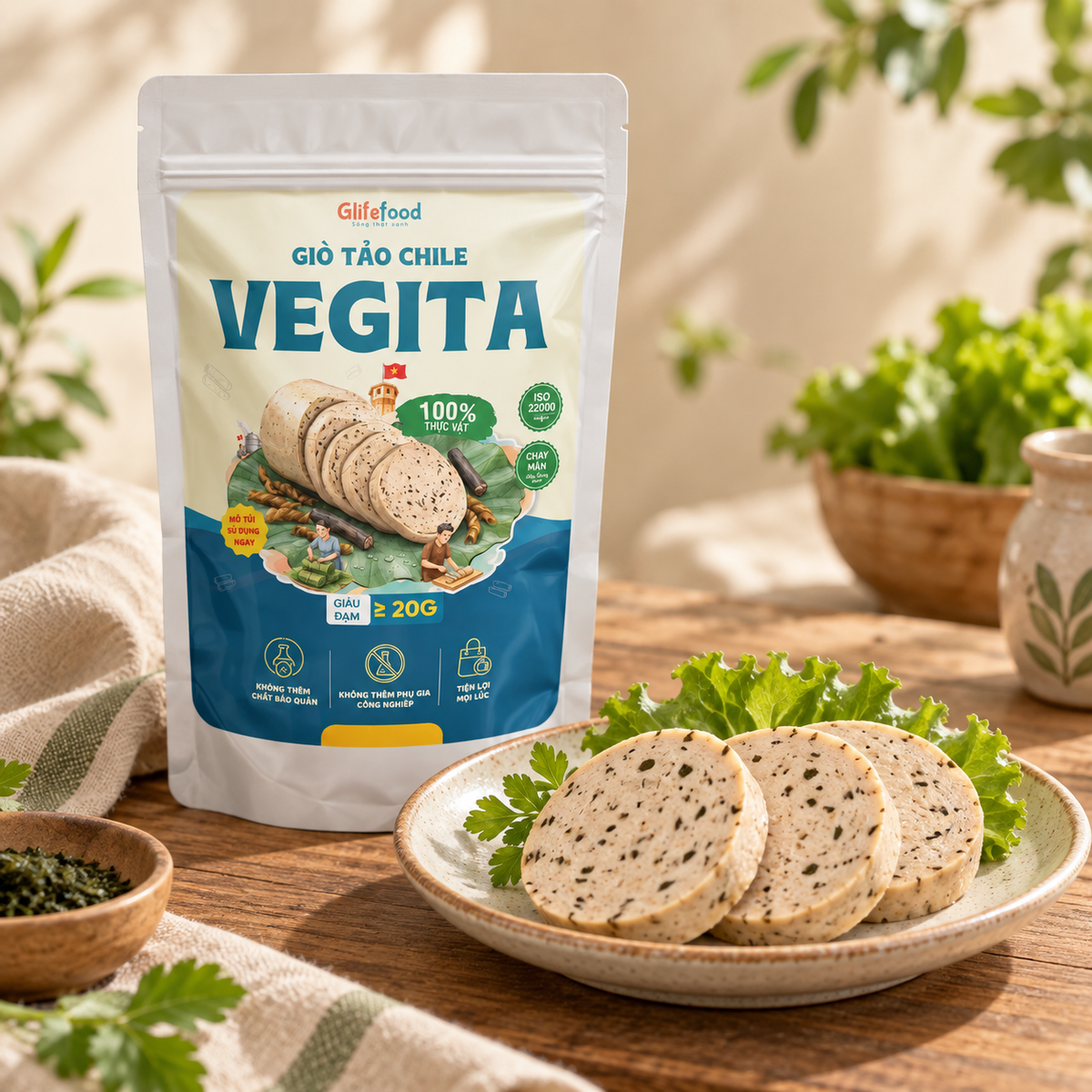 Giò Tảo Vegita - Giò Chay, Chả Chay Ăn Liền 600g [3 khoanh giò x 200g] - A30