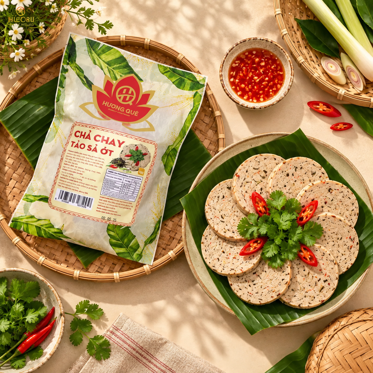 3 Đòn Chả Chay Tảo Xoắn Chile Sả Ớt - Tiệt Trùng Ăn Liền - A33