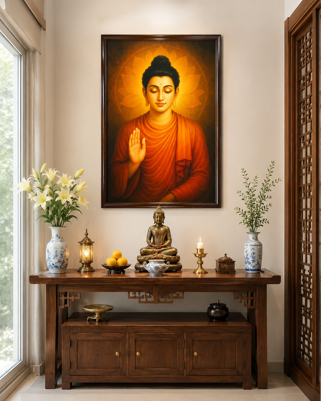 Tranh Phật Bổ Sư Thích Ca Mâu Ni Đèn Hộp treo Tường Trang Trí Nhà Cửa, Phòng Khách, Decor Góc Tu Tập, Phòng Đồng cao cấp thờ cúng treo phòng thờ cúng dường trang trí góc tu tập