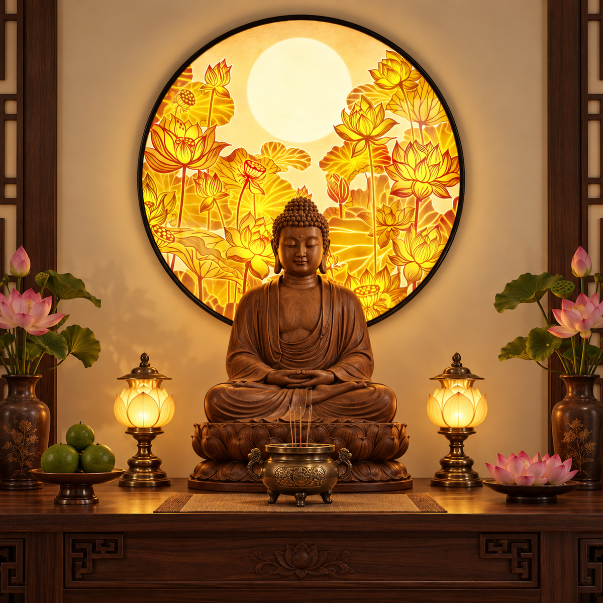 [Hình Sen] Đèn Điện Hào Quang in Trúc chỉ Trang Trí Bàn Thờ Tượng Phật, Đèn Thờ Gia Tiên Decor Decor Phòng Tranh Trang Trí Nhà Mica - Mã 2