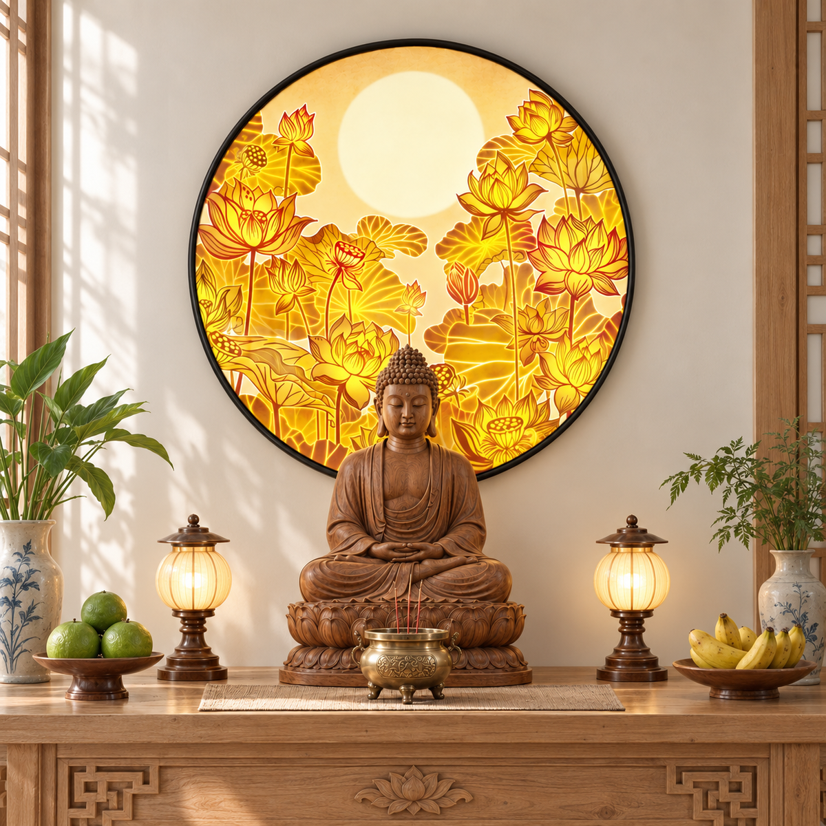 [Hình Sen] Đèn Điện Hào Quang in Trúc chỉ Trang Trí Bàn Thờ Tượng Phật, Đèn Thờ Gia Tiên Decor Decor Phòng Tranh Trang Trí Nhà Mica - Mã 2
