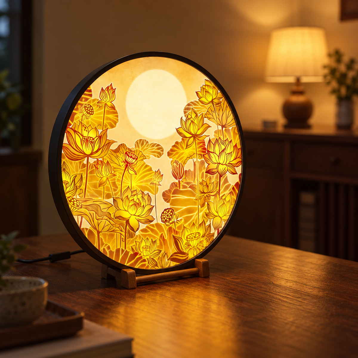 [Hình Sen] Đèn Điện Hào Quang in Trúc chỉ Trang Trí Bàn Thờ Tượng Phật, Đèn Thờ Gia Tiên Decor Decor Phòng Tranh Trang Trí Nhà Mica - Mã 2