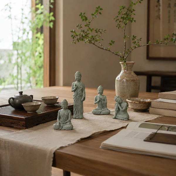 Bộ 3 Tượng Phật Thích Ca Mâu Ni Mini Đá Xanh- Tam Tịnh Tâm Decor