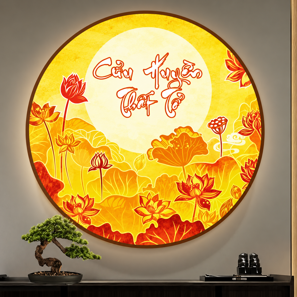 (Thờ Cửu Huyền Thất Tổ ) Đèn Điện Hào Quang in Trúc chỉ Trang Trí Bàn Thờ Tượng Phật, Đèn Thờ Gia Tiên Decor Decor Phòng Tranh Trang Trí Nhà Mica - Mã 1