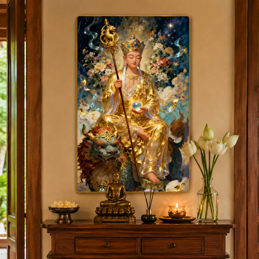 Tranh Phật Địa Tạng Đèn Hộp treo Tường Trang Trí Nhà Cửa, Phòng Khách, Decor Góc Tu Tập, Phòng Đồng cao cấp thờ cúng treo phòng thờ cúng dường trang trí góc tu tập
