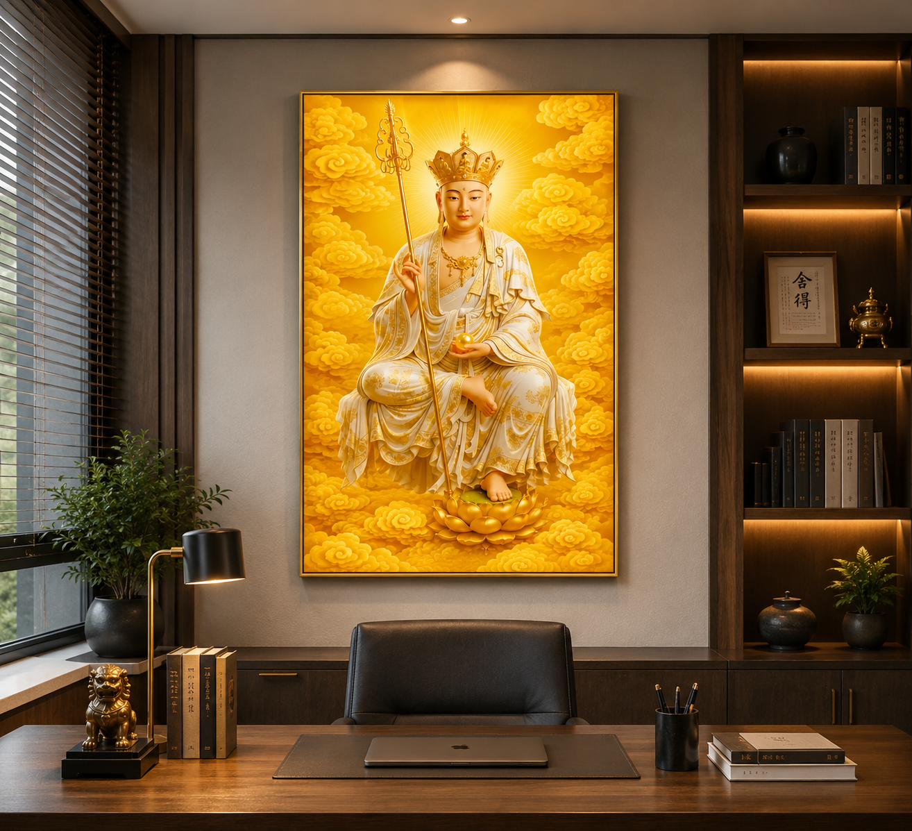 Tranh Phật Địa Tạng Đèn Hộp treo Tường Trang Trí Nhà Cửa, Phòng Khách, Decor Góc Tu Tập, Phòng Đồng cao cấp thờ cúng treo phòng thờ cúng dường trang trí góc tu tập
