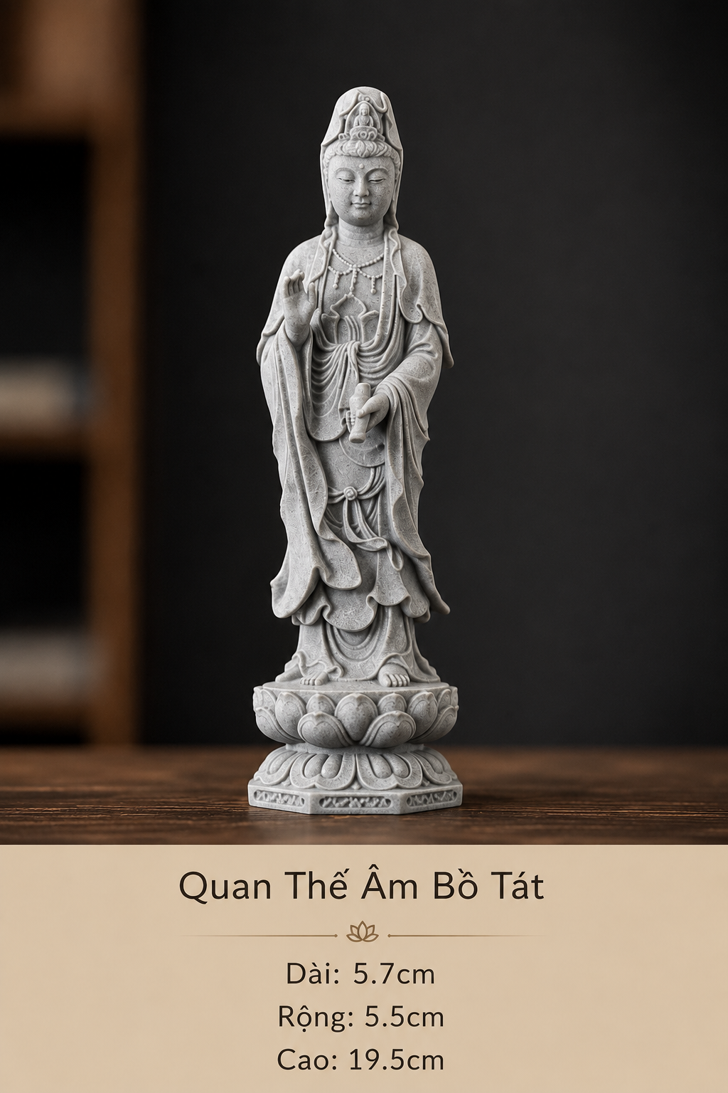 Bộ Tượng Tây Phương Tam Thánh – Phật A Di Đà, Quan Thế Âm Bồ Tát, Đại Thế Chí Bồ Tát - Tượng Decor Bột Đá Cao Cấp