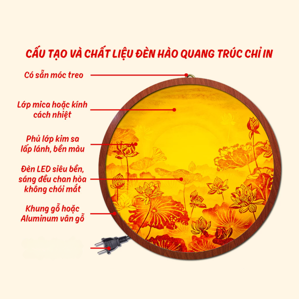 Đèn Hào Quang Trúc Chỉ Chân Thiện Mỹ [Mã TC-HQ-54]