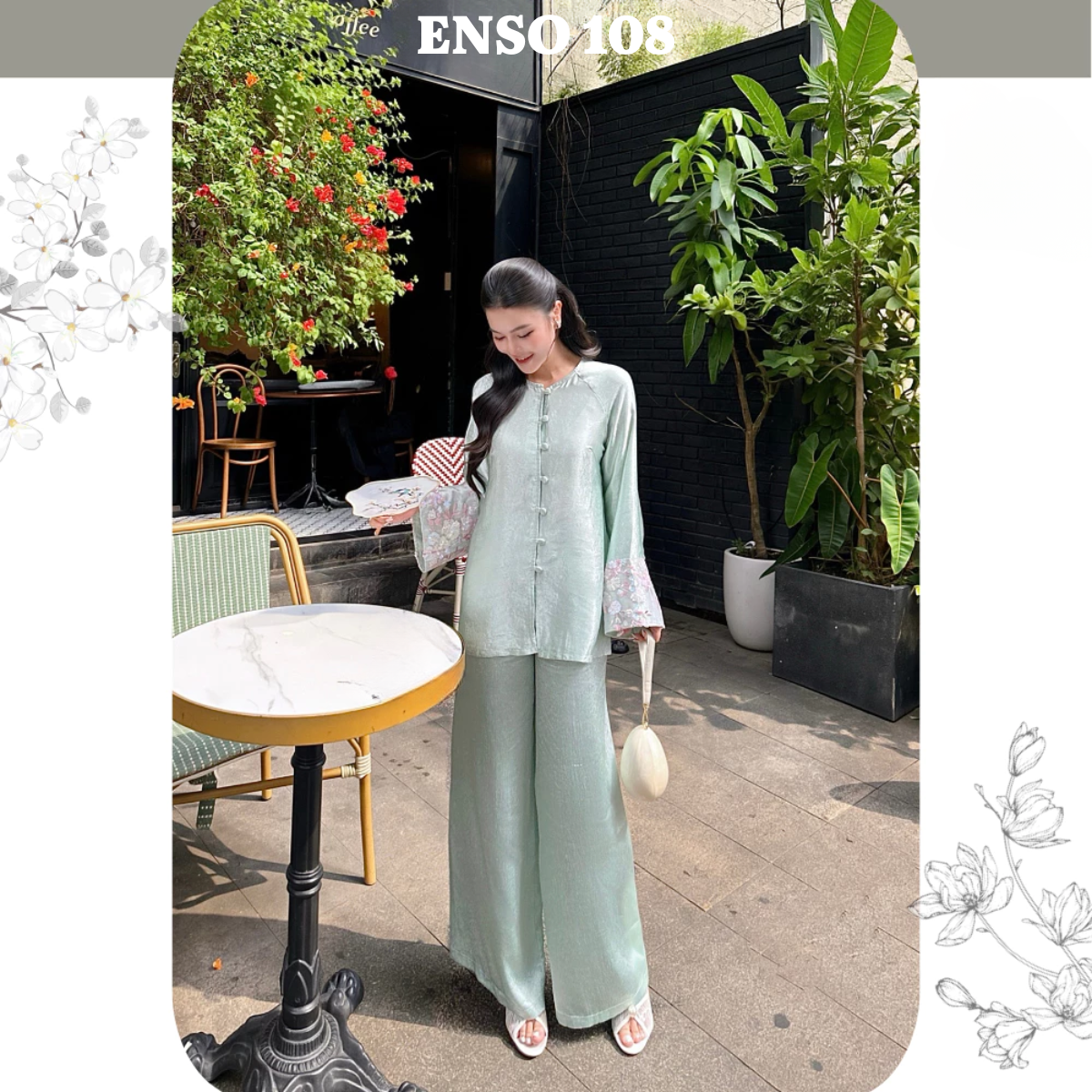 (CÓ SIZE LỚN) PPMC Pháp phục lụa phối tay ren sang trọng, form suông dáng bà ba, thanh lịch đi lễ Tết, Lễ chùa