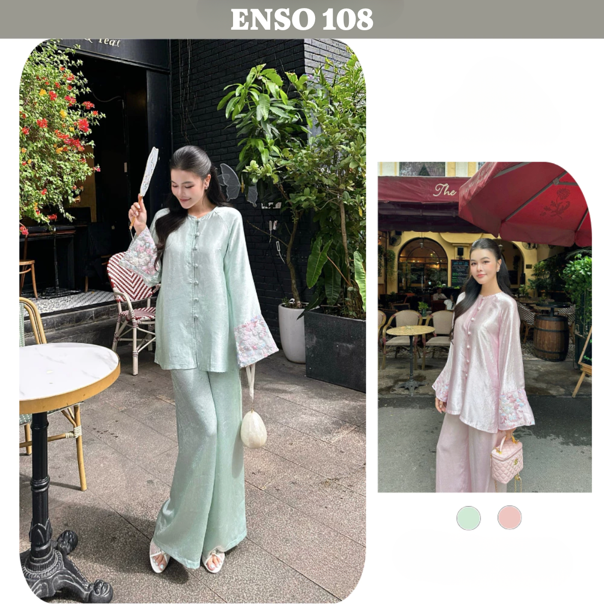 (CÓ SIZE LỚN) PPMC Pháp phục lụa phối tay ren sang trọng, form suông dáng bà ba, thanh lịch đi lễ Tết, Lễ chùa
