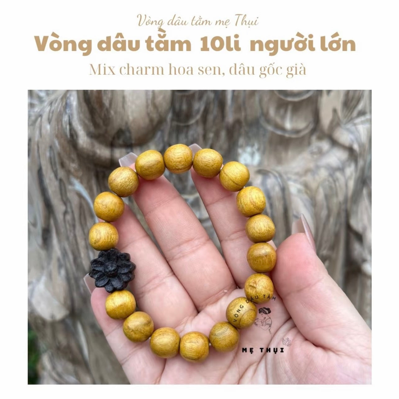 Vòng dâu tằm gốc 10 li mix charm