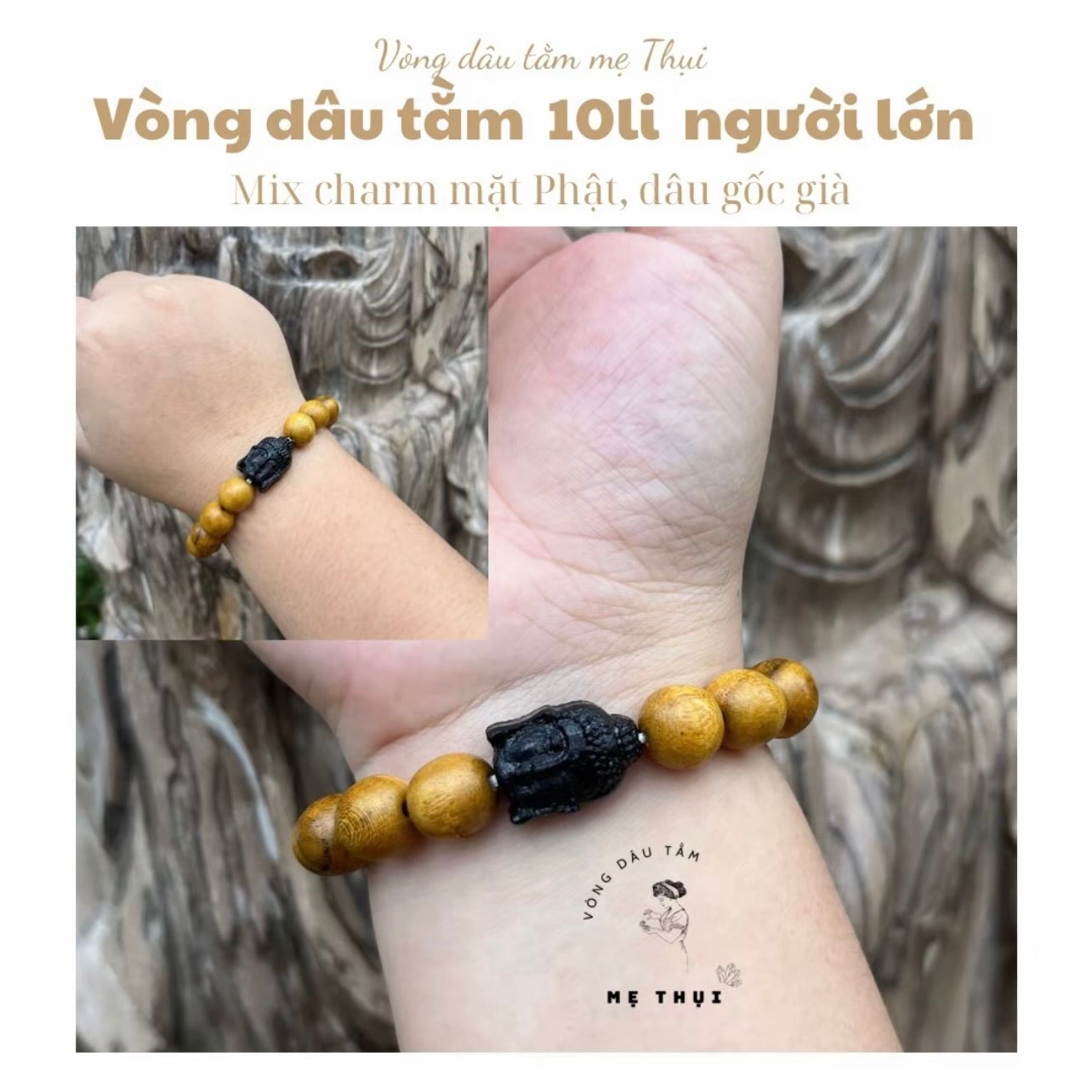 Vòng dâu tằm gốc 10 li mix charm