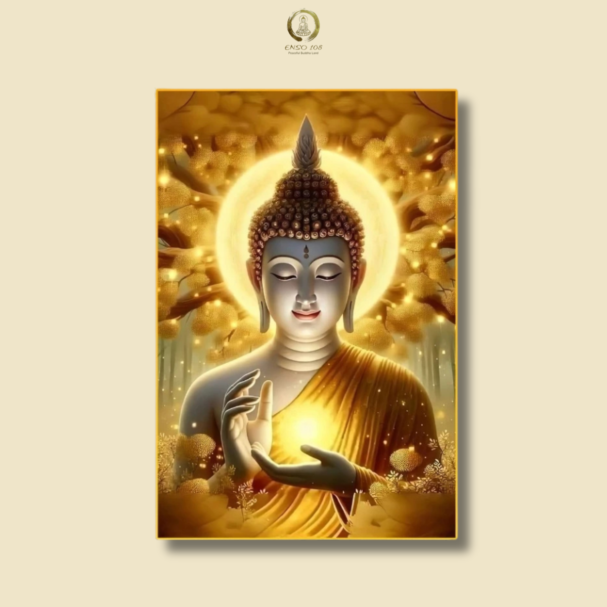 P05 - Tranh tráng gương Phật ánh sáng trong tay