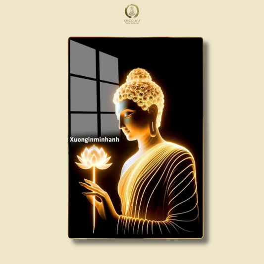 P02 - Tranh tráng gương Phật cầm hoa