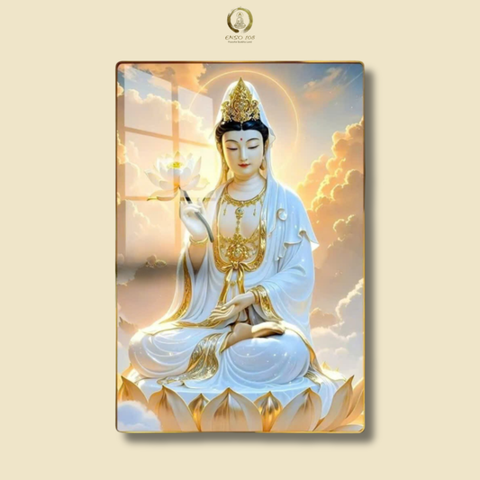 QA1 - Tranh tráng gương Bồ Tát cầm bông sen