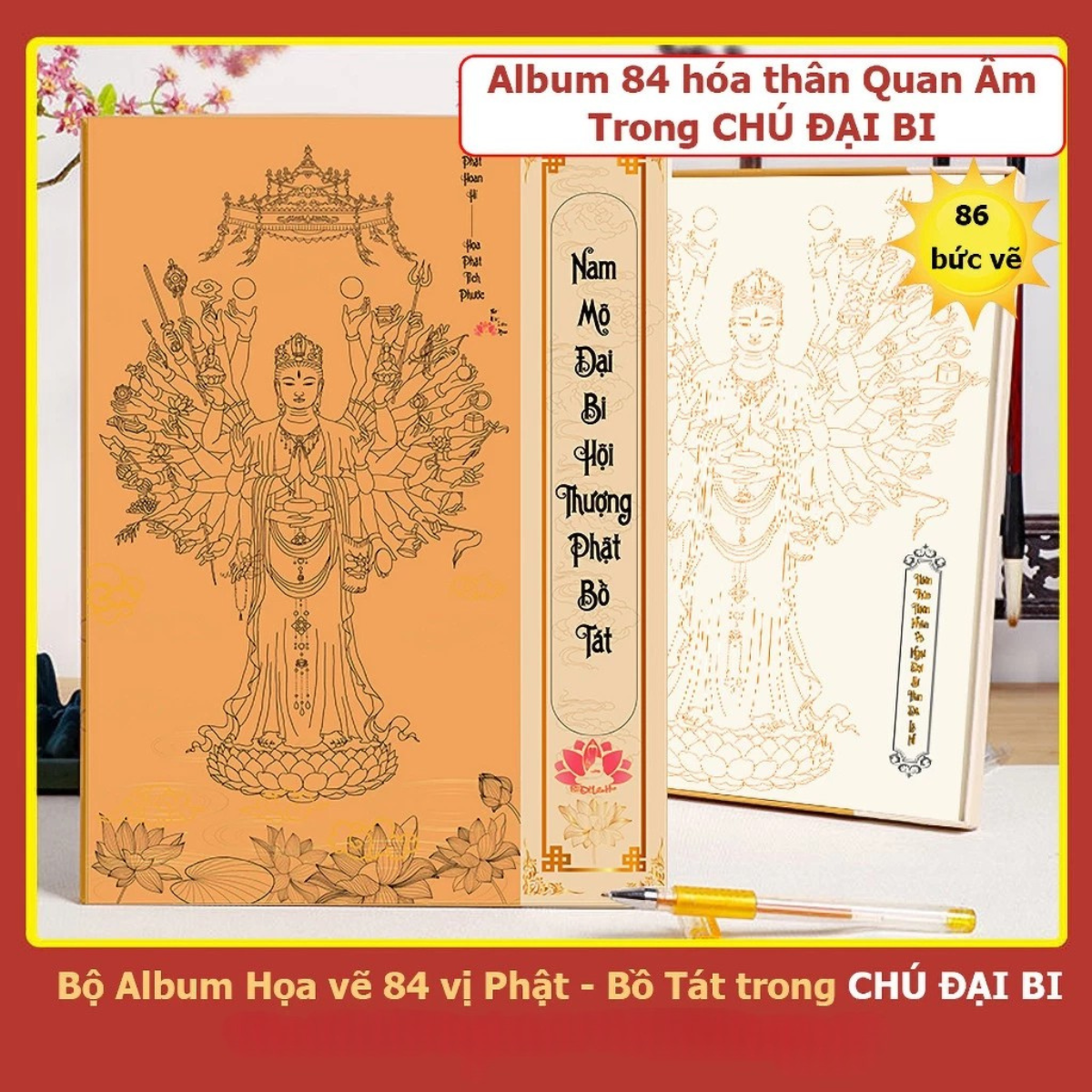 Album họa vẽ 84 vị Phật trong Chú Đại Bi nét mờ
