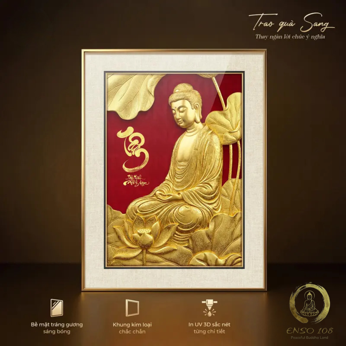 [KHUNG KIM LOẠI] Tranh tráng gương Phật Giáo 3D, quà tặng tân gia, quà tặng đối tác, quà tặng người thân sang trọng và ý nghĩa