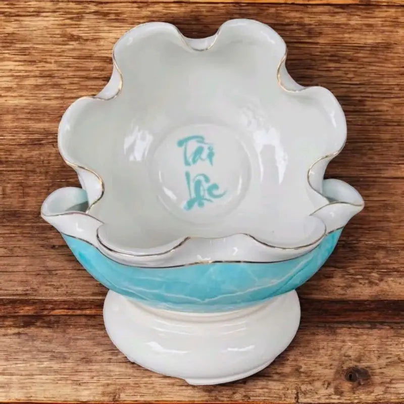 [Tặng 5 cá koi trang trí ngũ hành] BÁT THẢ HOA VÂN ĐÁ TẮM PHẬT - BÁT MINH ĐƯỜNG TỤ THỦY SIZE 20CM