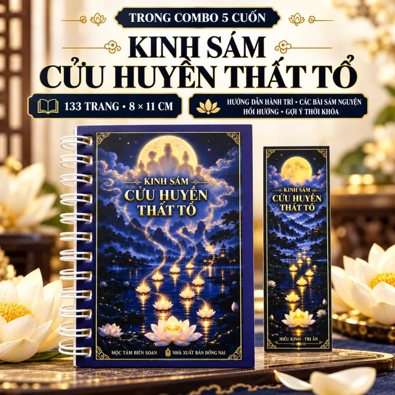 Kinh Mini – Chú Đại Bi, Địa Tạng, Dược Sư, Pháp Cú, Sám Cửu Huyền Thất Tổ - Kèm Bookmark, Gáy Lò Xo