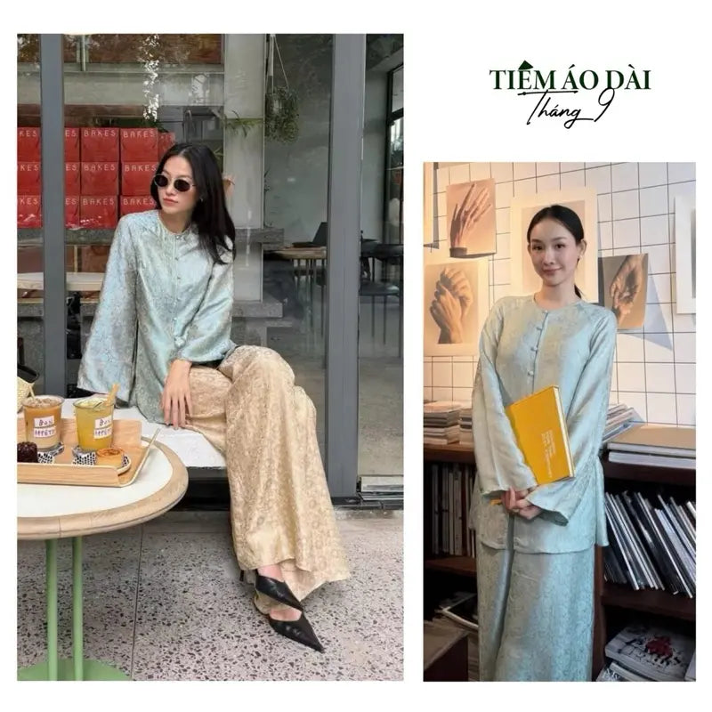 Pháp Phục Thanh Liên Đi Lễ Chùa Dáng Bà Ba Suông Rộng