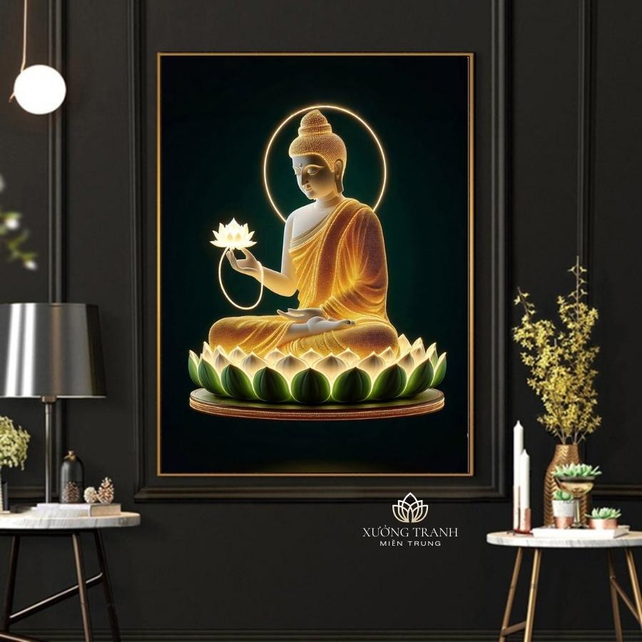 Tranh Phật Bổ Sư Thích Ca Mâu Ni Đèn Hộp treo Tường Trang Trí Nhà Cửa, Phòng Khách, Decor Góc Tu Tập, Phòng Đồng cao cấp thờ cúng treo phòng thờ cúng dường trang trí góc tu tập