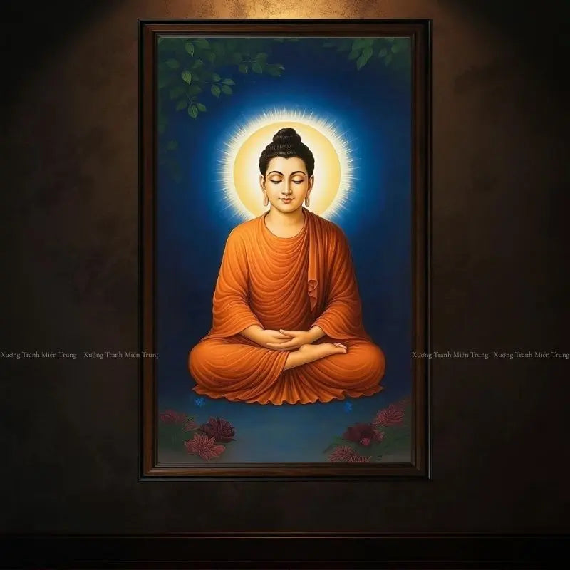 Tranh Phật Bổ Sư Thích Ca Mâu Ni Đèn Hộp treo Tường Trang Trí Nhà Cửa, Phòng Khách, Decor Góc Tu Tập, Phòng Đồng cao cấp thờ cúng treo phòng thờ cúng dường trang trí góc tu tập