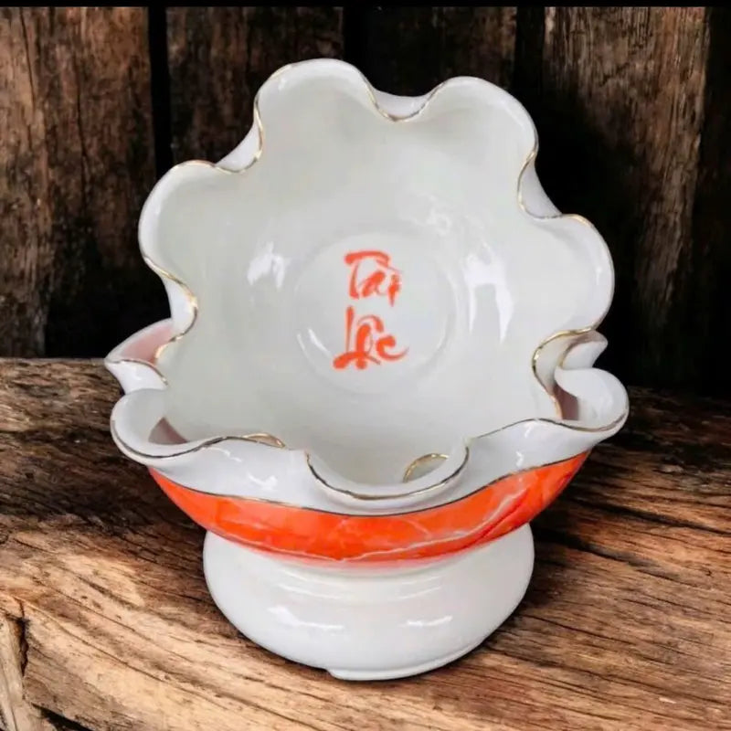[Tặng 5 cá koi trang trí ngũ hành] BÁT THẢ HOA VÂN ĐÁ TẮM PHẬT - BÁT MINH ĐƯỜNG TỤ THỦY SIZE 20CM