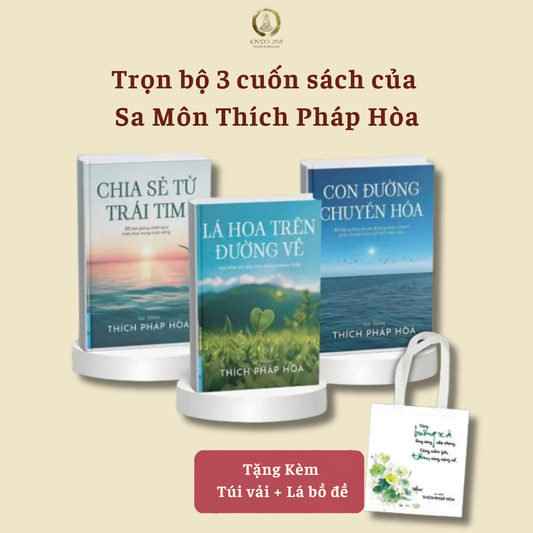 Bộ 3 Cuốn Sách Thầy Thích Pháp Hòa - Lá Hoa Trên Đường Về + Con Đường Chuyển Hóa + Chia Sẻ Từ Trái Tim (tặng túi vải canvas + lá bồ đề)