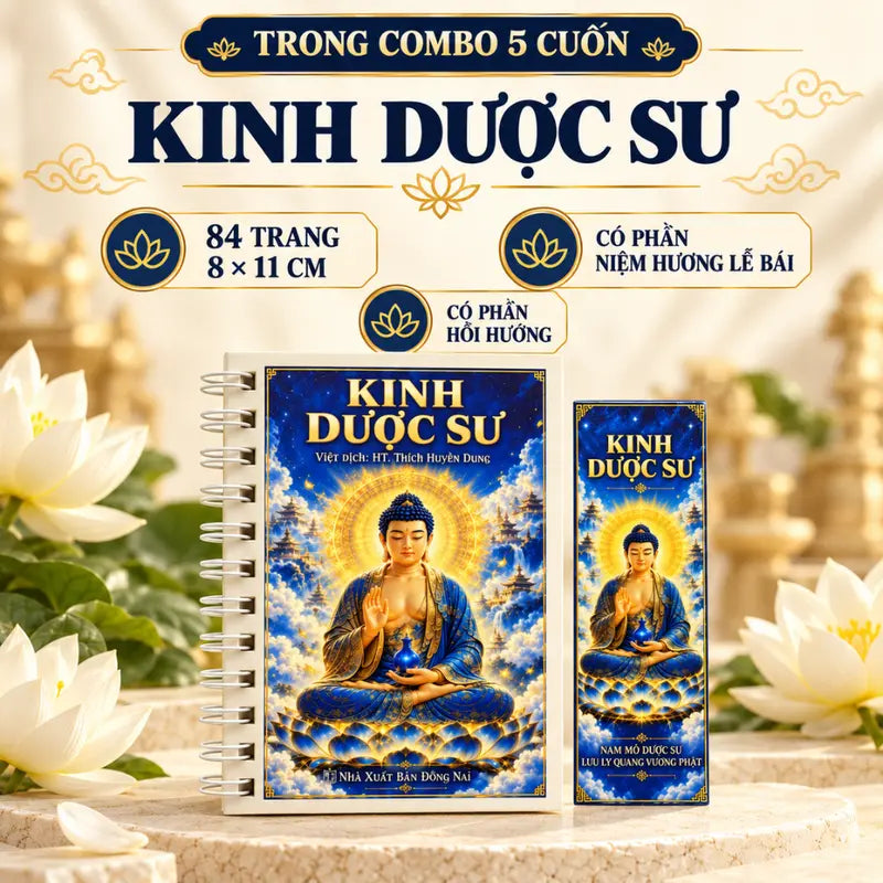 Kinh Mini – Chú Đại Bi, Địa Tạng, Dược Sư, Pháp Cú, Sám Cửu Huyền Thất Tổ - Kèm Bookmark, Gáy Lò Xo