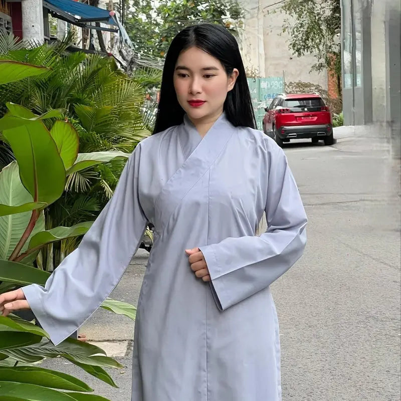 Áo Tràng Phật Tử Đi Lễ Chùa, Tu Tại Gia Nam Nữ - Vải Kate Lụa Mềm