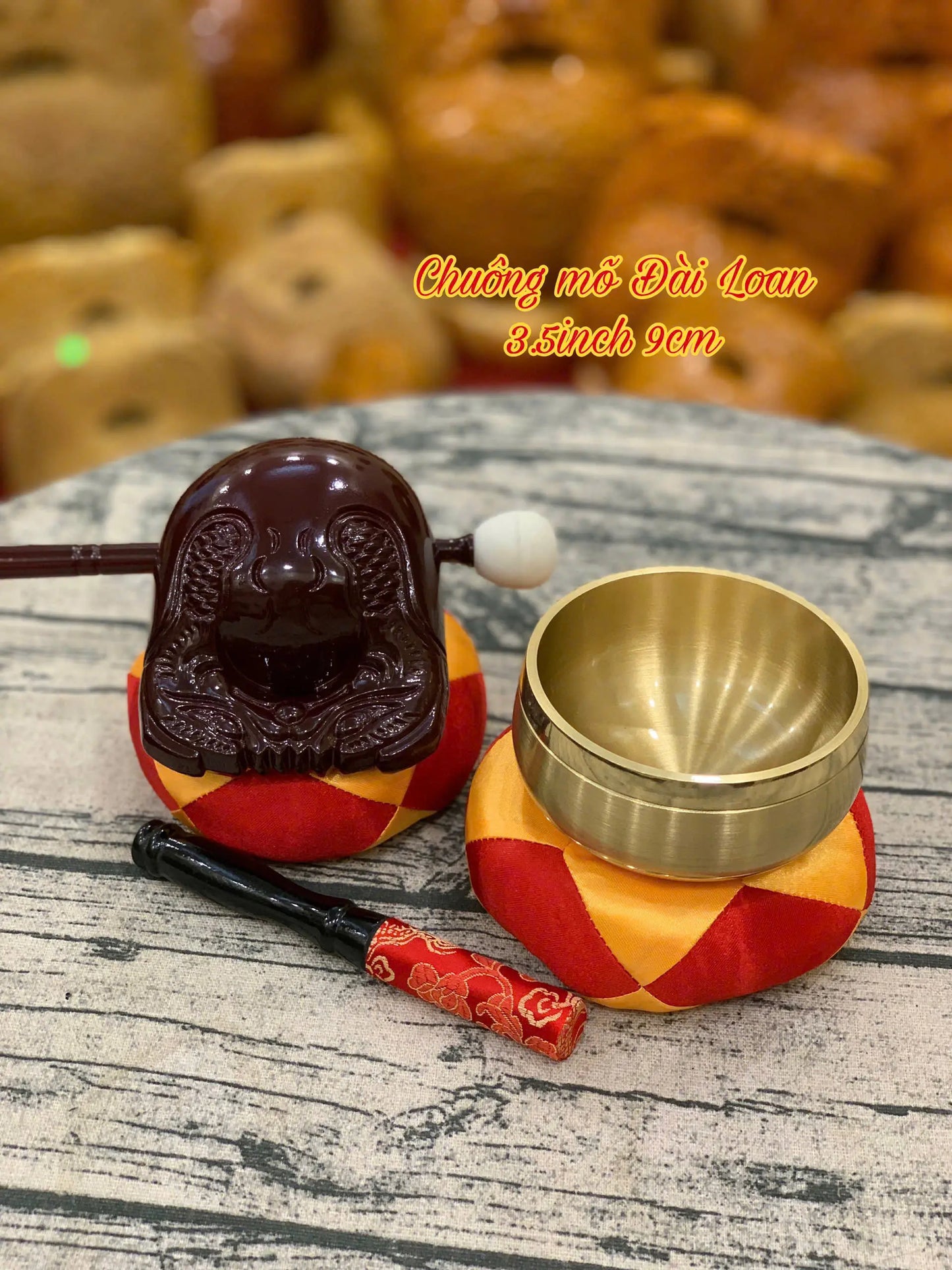 [3.5 inch] Bộ chuông Mõ Đài Loan - Chuông Vàng
